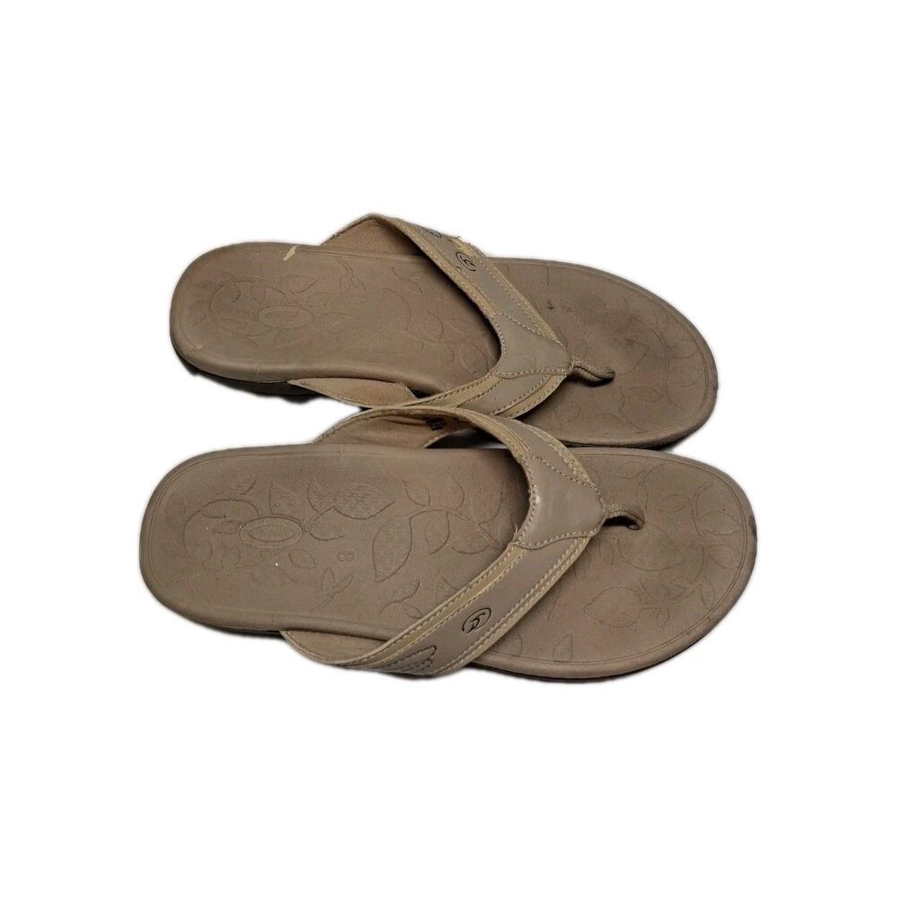 Dr. Scholl's Sandals Flip Flops Advanced Comfort Series Taupe Sz US 8